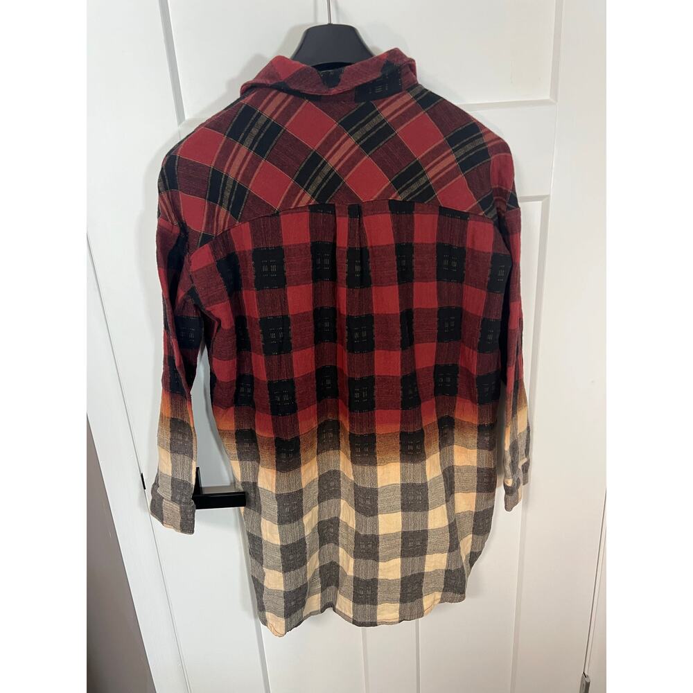 POL Bohemian Inspired Plaid Ombré Button Down Size Women M Medium‎ Oversized Fit - Picture 7 of 9